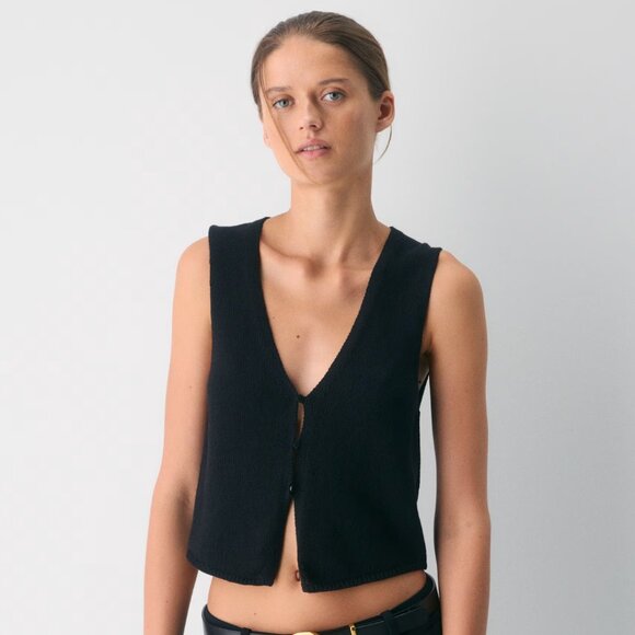 Aritzia (Wilfred) | Basque Knit Cropped Vest | Size Medium - Picture 1 of 5
